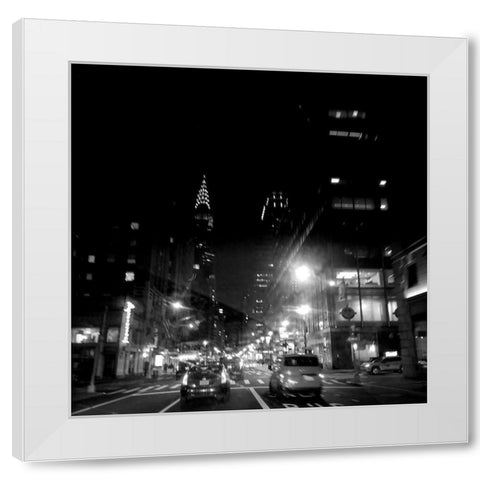 Dark Night New York White Modern Wood Framed Art Print by Phillip, Jamie