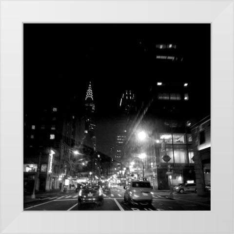 Dark Night New York White Modern Wood Framed Art Print by Phillip, Jamie