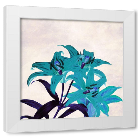 Simply Aqua Bloom White Modern Wood Framed Art Print by Phillip, Jamie