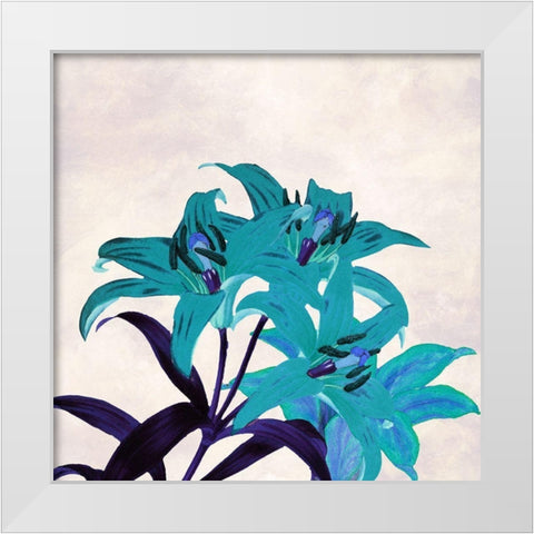 Simply Aqua Bloom White Modern Wood Framed Art Print by Phillip, Jamie