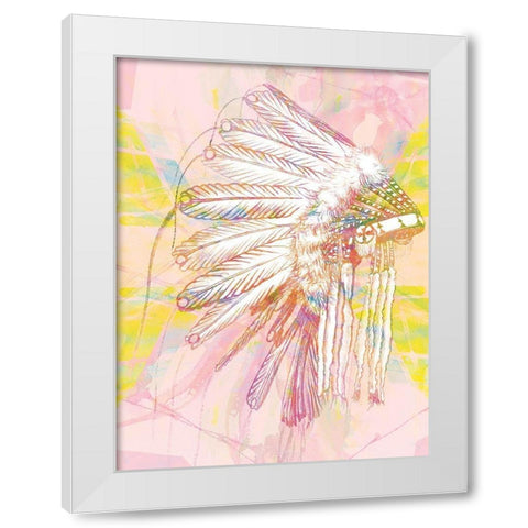 Indian War Bonnet Pink White Modern Wood Framed Art Print by Urban Road