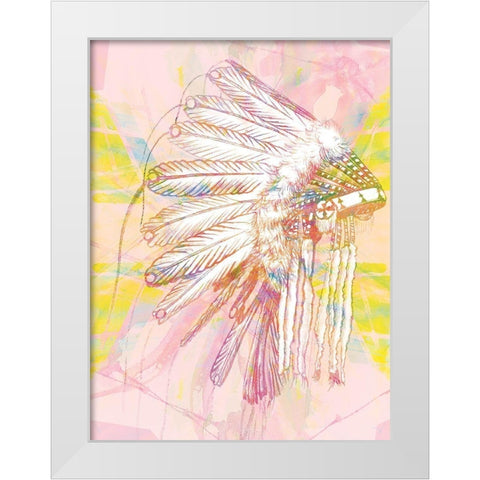 Indian War Bonnet Pink White Modern Wood Framed Art Print by Urban Road