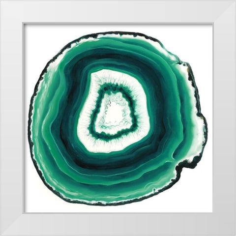 Agate Slice Green White Modern Wood Framed Art Print by Urban Road