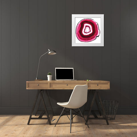 Agate Slice pink White Modern Wood Framed Art Print by Urban Road