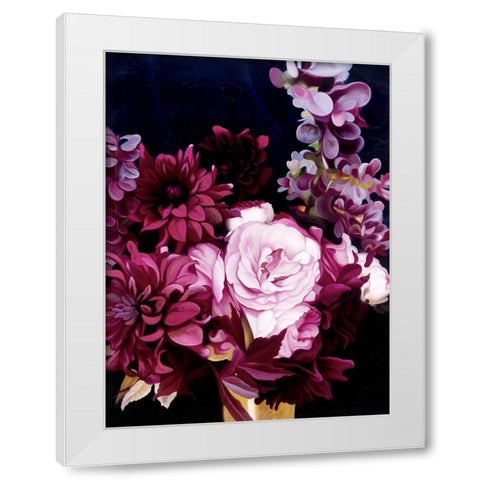 Midnight Blooms White Modern Wood Framed Art Print by Urban Road