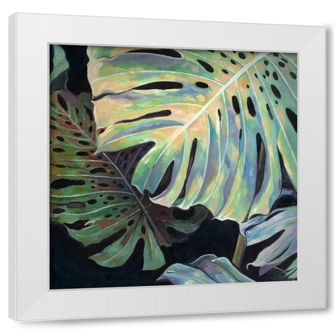 Midnight Monstera II Art Print White Modern Wood Framed Art Print by Urban Road