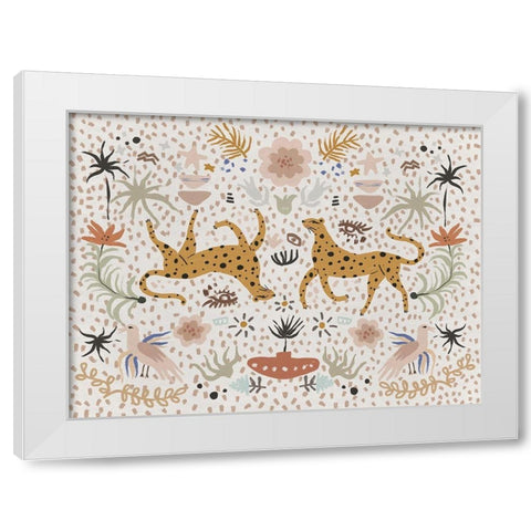 Leaping Leopards White Modern Wood Framed Art Print by Urban Road