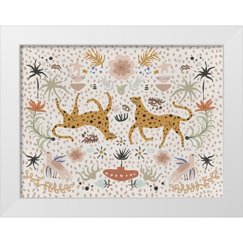 Leaping Leopards White Modern Wood Framed Art Print by Urban Road