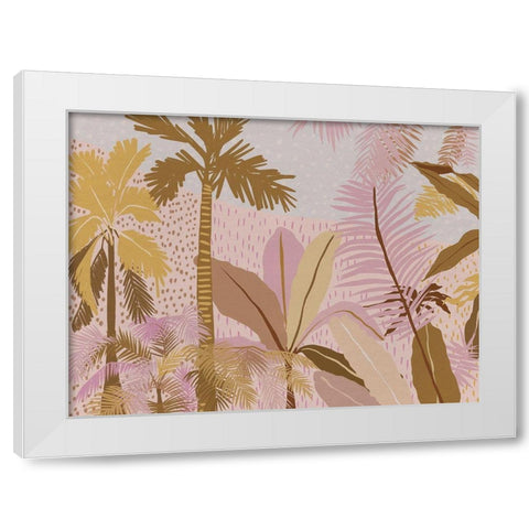 Pink Palms White Modern Wood Framed Art Print by Urban Road
