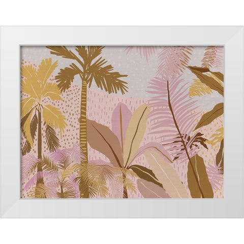 Pink Palms White Modern Wood Framed Art Print by Urban Road