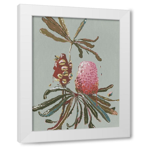 Sage Banksia White Modern Wood Framed Art Print by Urban Road