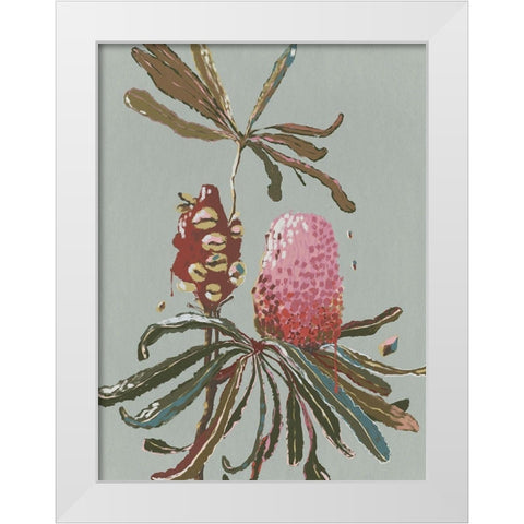 Sage Banksia White Modern Wood Framed Art Print by Urban Road