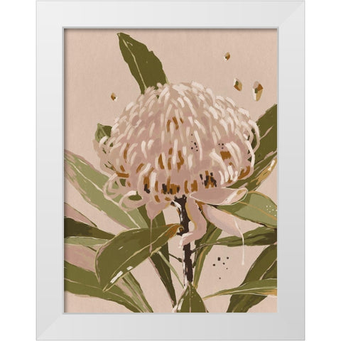 Neutral Waratah White Modern Wood Framed Art Print by Urban Road