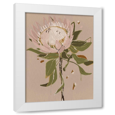 Neutral Protea White Modern Wood Framed Art Print by Urban Road