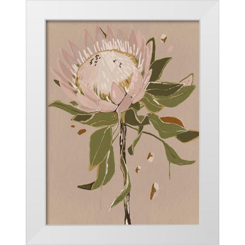 Neutral Protea White Modern Wood Framed Art Print by Urban Road