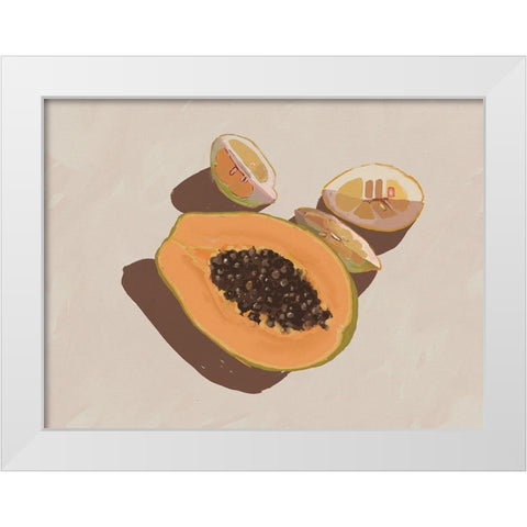 Oh my Papaya! White Modern Wood Framed Art Print by Urban Road