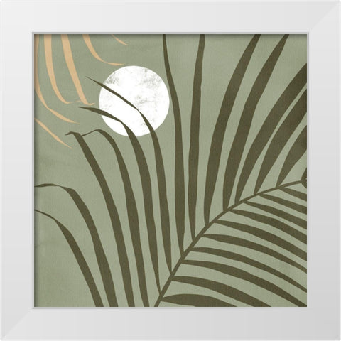 Sunset Palm Green White Modern Wood Framed Art Print by Urban Road