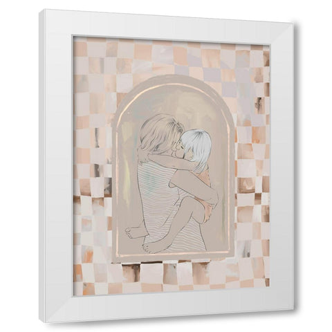 Cuddles White Modern Wood Framed Art Print by Urban Road