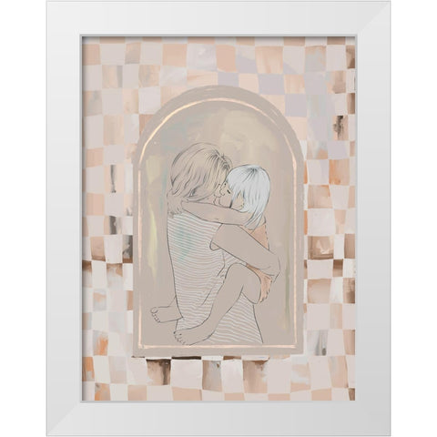 Cuddles White Modern Wood Framed Art Print by Urban Road