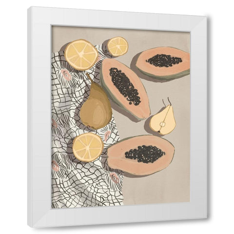 Fruta de bomba White Modern Wood Framed Art Print by Urban Road