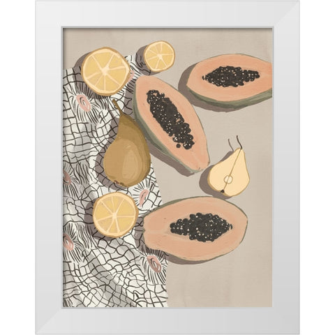 Fruta de bomba White Modern Wood Framed Art Print by Urban Road