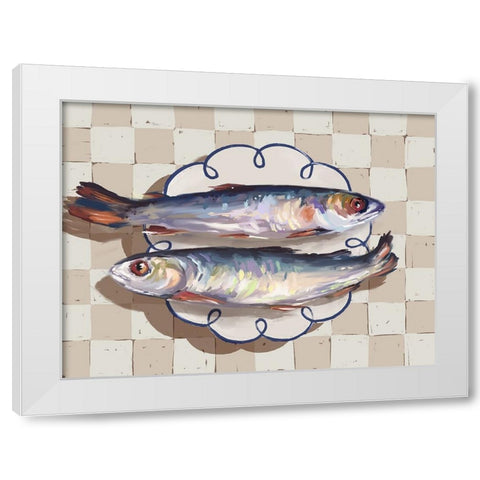 Catch of the Day Blue White Modern Wood Framed Art Print by Urban Road