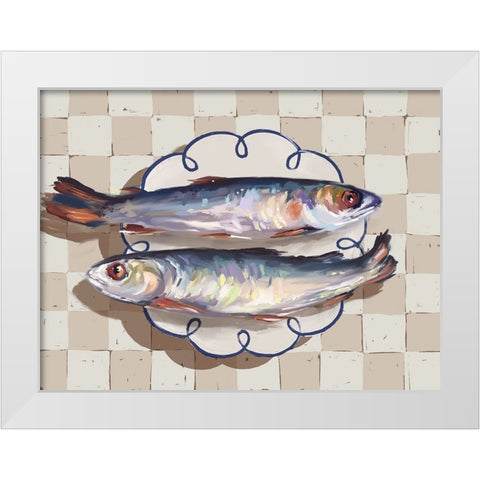 Catch of the Day Blue White Modern Wood Framed Art Print by Urban Road