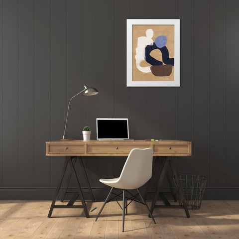 At Ease Blue White Modern Wood Framed Art Print by Urban Road