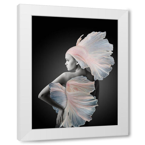 Enki White Modern Wood Framed Art Print by Urban Road