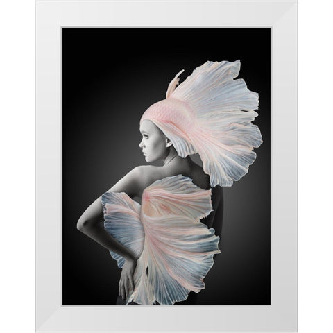 Enki White Modern Wood Framed Art Print by Urban Road