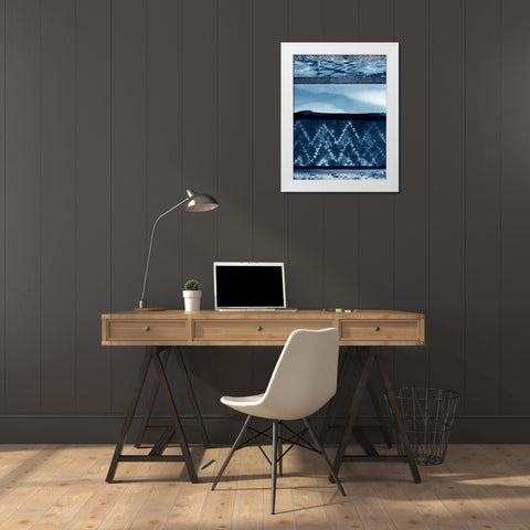 Wabi-Sabi Indigo White Modern Wood Framed Art Print by Urban Road