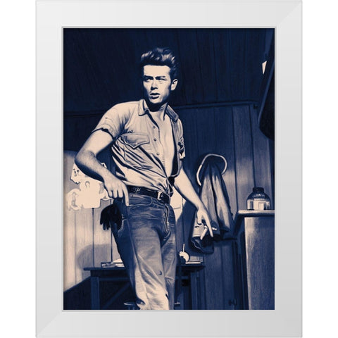 James Dean Blue Poster White Modern Wood Framed Art Print by Urban Road