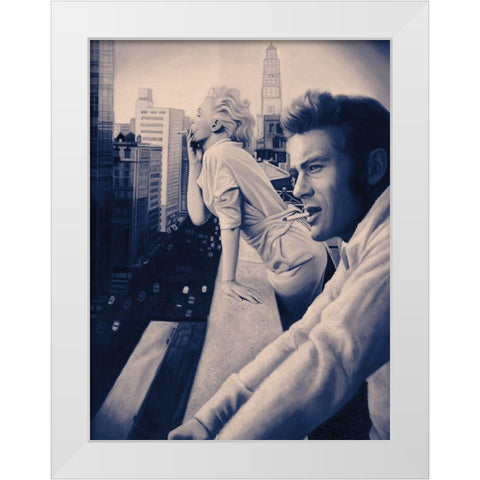 James and Marilyn Blue Poster White Modern Wood Framed Art Print by Urban Road