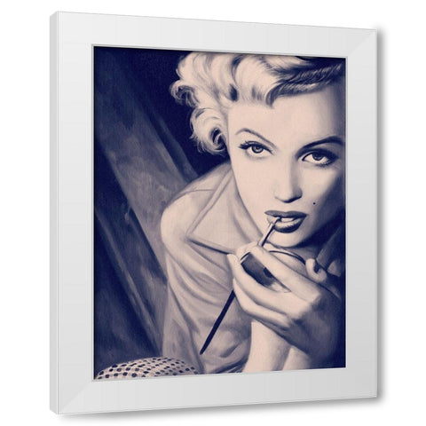 Marilyn Blue Poster White Modern Wood Framed Art Print by Urban Road