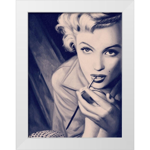 Marilyn Blue Poster White Modern Wood Framed Art Print by Urban Road