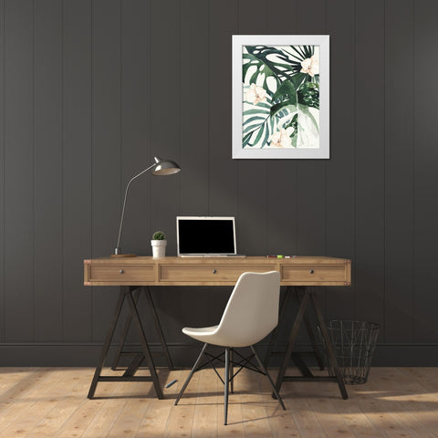 Tropical Leaves Green II Poster White Modern Wood Framed Art Print by Urban Road