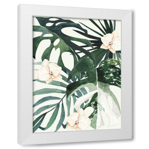 Tropical Leaves Green II Poster White Modern Wood Framed Art Print by Urban Road