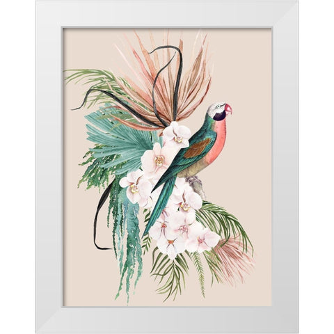 Parrot Oasis Poster White Modern Wood Framed Art Print by Urban Road