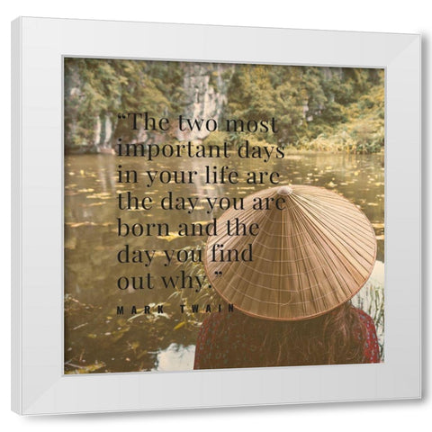 Mark Twain Quote: Important Days White Modern Wood Framed Art Print by ArtsyQuotes