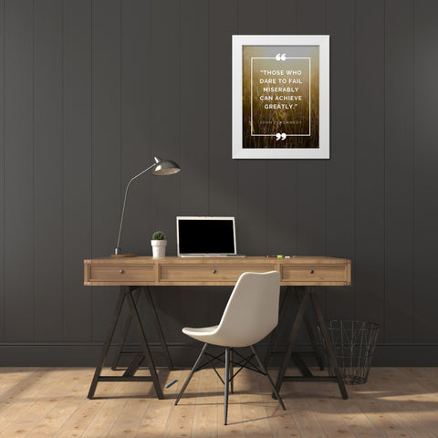 John F. Kennedy Quote: Achieve Greatly White Modern Wood Framed Art Print by ArtsyQuotes