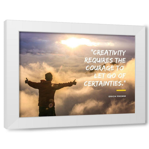 Erich Fromm Quote: Creativity White Modern Wood Framed Art Print by ArtsyQuotes