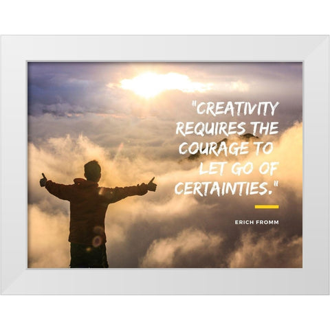 Erich Fromm Quote: Creativity White Modern Wood Framed Art Print by ArtsyQuotes