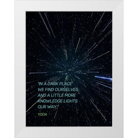 Yoda Quote: Knowledge Lights Our Way White Modern Wood Framed Art Print by ArtsyQuotes
