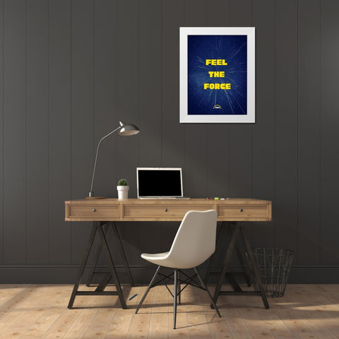 Yoda Quote: Feel the Force White Modern Wood Framed Art Print by ArtsyQuotes