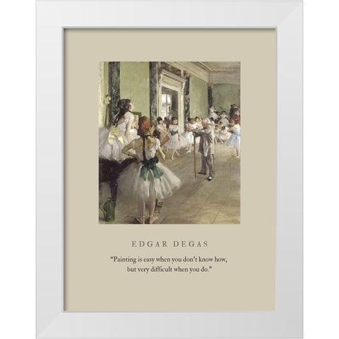 Edgar Degas Quote: Painting is Easy White Modern Wood Framed Art Print by ArtsyQuotes