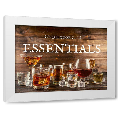 Artsy Quotes Quote: Liquor Essentials White Modern Wood Framed Art Print by ArtsyQuotes