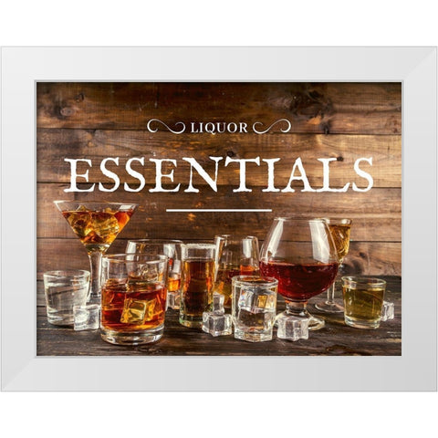Artsy Quotes Quote: Liquor Essentials White Modern Wood Framed Art Print by ArtsyQuotes