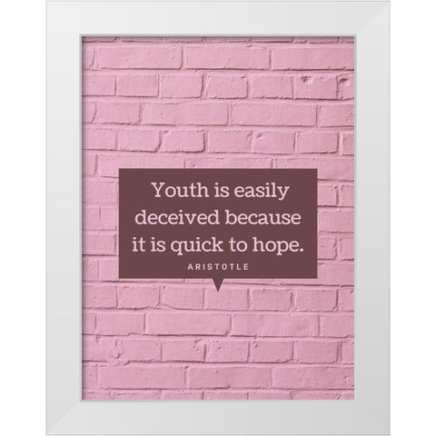 Aristotle Quote: Youth White Modern Wood Framed Art Print by ArtsyQuotes