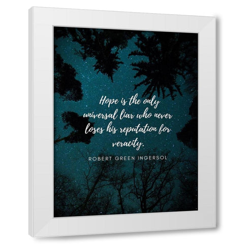 Robert Green Ingersoll Quote: Universal Liar White Modern Wood Framed Art Print by ArtsyQuotes