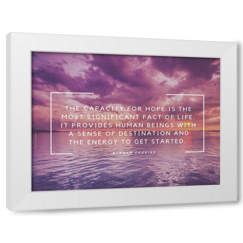 Norman Cousins Quote: Destination White Modern Wood Framed Art Print by ArtsyQuotes